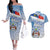 New Zealand Auckland Couples Matching Off The Shoulder Long Sleeve Dress and Hawaiian Shirt Auckland's Flag and Coat of Arms - Koru Art Maori Pattern