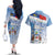 New Zealand Auckland Couples Matching Off The Shoulder Long Sleeve Dress and Hawaiian Shirt Auckland's Flag and Coat of Arms - Koru Art Maori Pattern