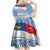 New Zealand Auckland Kid Short Sleeve Dress Auckland's Flag and Coat of Arms - Koru Art Maori Pattern