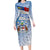 New Zealand Auckland Long Sleeve Bodycon Dress Auckland's Flag and Coat of Arms - Koru Art Maori Pattern