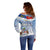 New Zealand Auckland Off Shoulder Sweater Auckland's Flag and Coat of Arms - Koru Art Maori Pattern