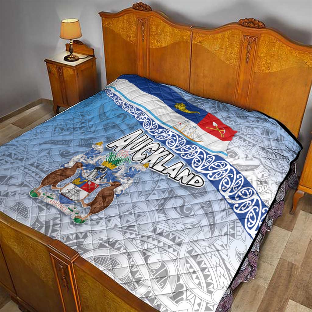 New Zealand Auckland Quilt Auckland's Flag and Coat of Arms - Koru Art Maori Pattern