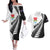 New Zealand Auckland Couples Matching Off The Shoulder Long Sleeve Dress and Hawaiian Shirt Auckland's Emblem and Silver Ferns - Maori Art Tattoo