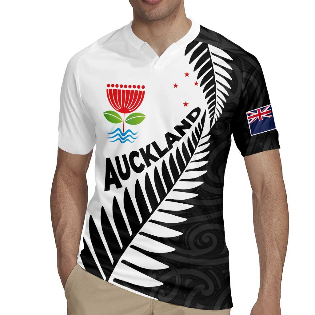 New Zealand Auckland Rugby Jersey Auckland's Emblem and Silver Ferns - Maori Art Tattoo