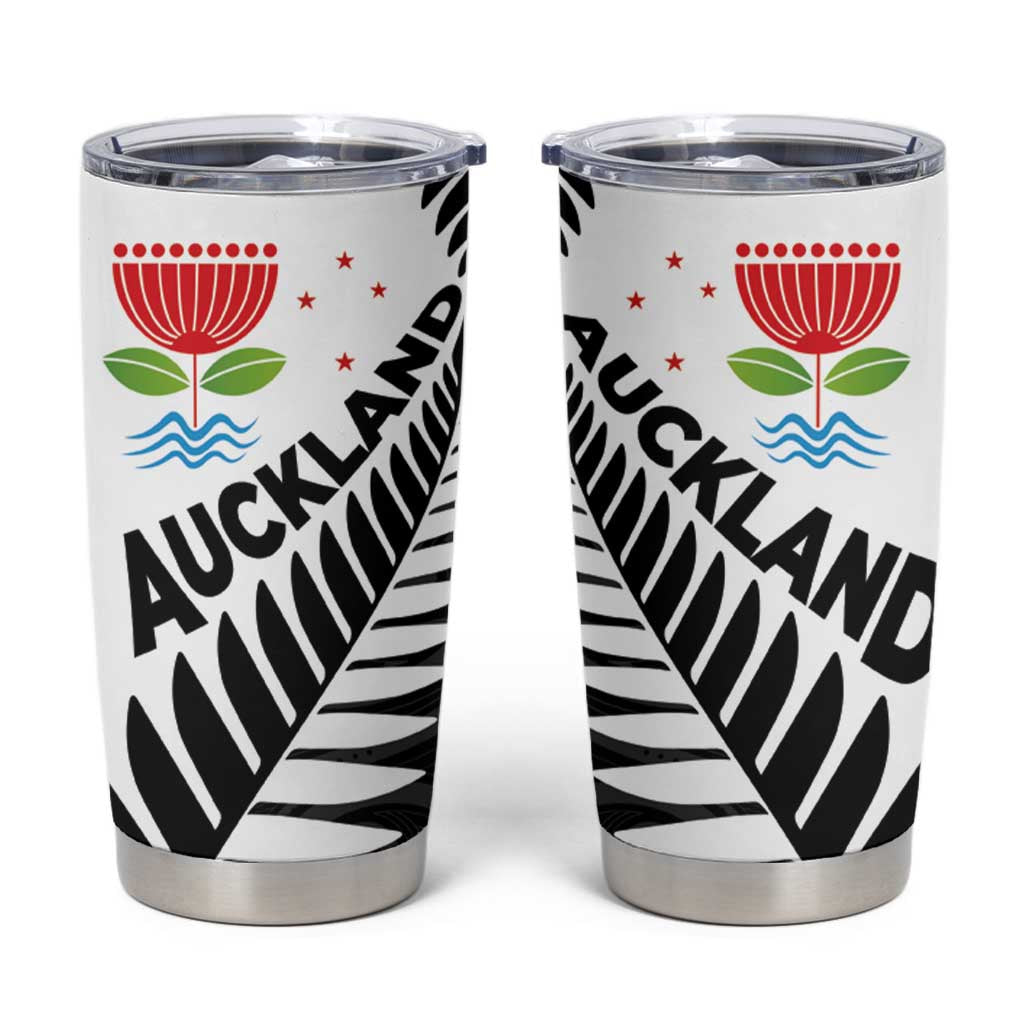 New Zealand Auckland Tumbler Cup Auckland's Emblem and Silver Ferns - Maori Art Tattoo