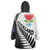 New Zealand Auckland Wearable Blanket Hoodie Auckland's Emblem and Silver Ferns - Maori Art Tattoo