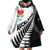 New Zealand Auckland Wearable Blanket Hoodie Auckland's Emblem and Silver Ferns - Maori Art Tattoo