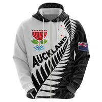 New Zealand Auckland Zip Hoodie Auckland's Emblem and Silver Ferns - Maori Art Tattoo