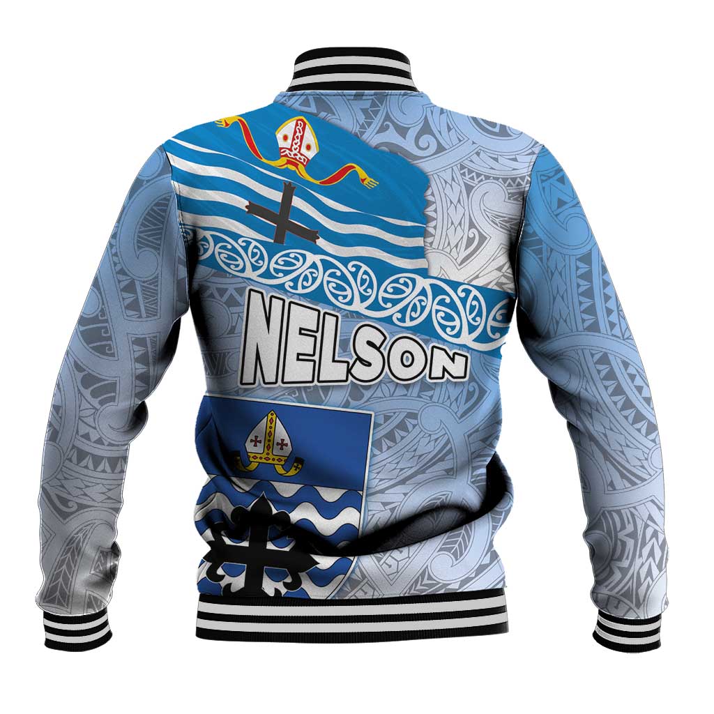 New Zealand Nelson Baseball Jacket Nelson's Flag and Seal - Maori Art Tattoo LT03 - Polynesian Pride