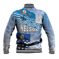 New Zealand Nelson Baseball Jacket Nelson's Flag and Seal - Maori Art Tattoo LT03 - Polynesian Pride