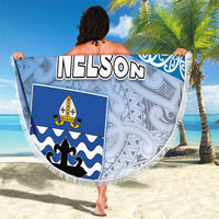 New Zealand Nelson Beach Blanket Nelson's Flag and Seal - Maori Art Tattoo LT03 - Polynesian Pride