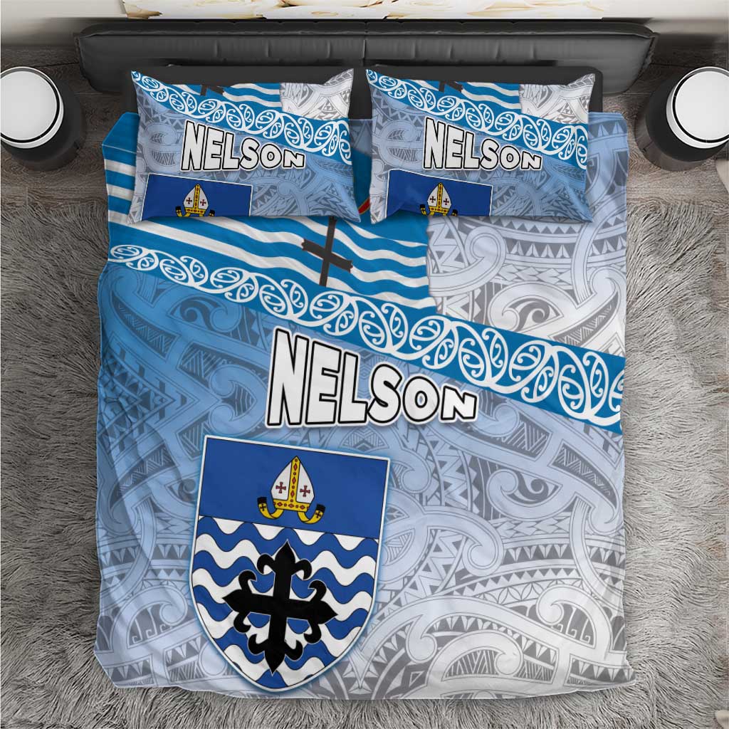 New Zealand Nelson Bedding Set Nelson's Flag and Seal - Maori Art Tattoo