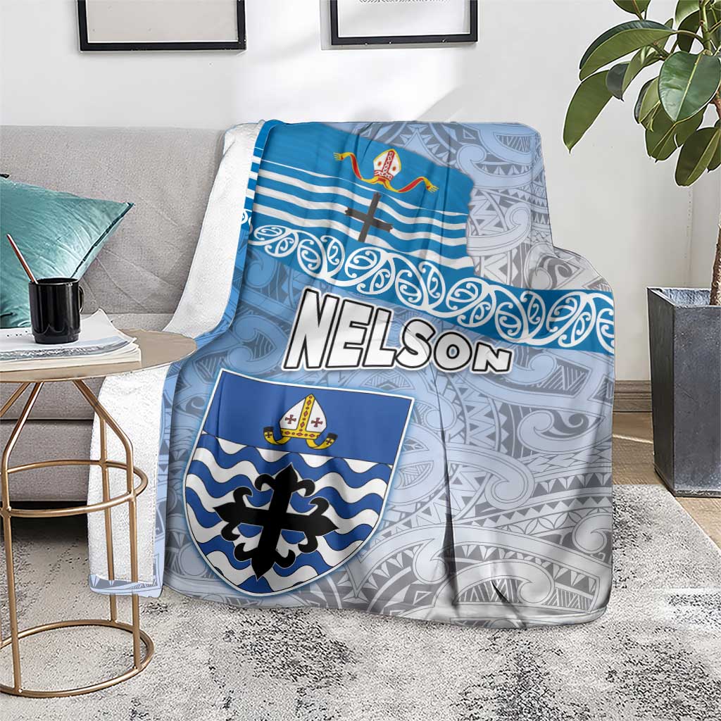New Zealand Nelson Blanket Nelson's Flag and Seal - Maori Art Tattoo LT03 - Polynesian Pride
