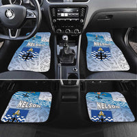 New Zealand Nelson Car Mats Nelson's Flag and Seal - Maori Art Tattoo LT03 Set 4pcs White - Polynesian Pride