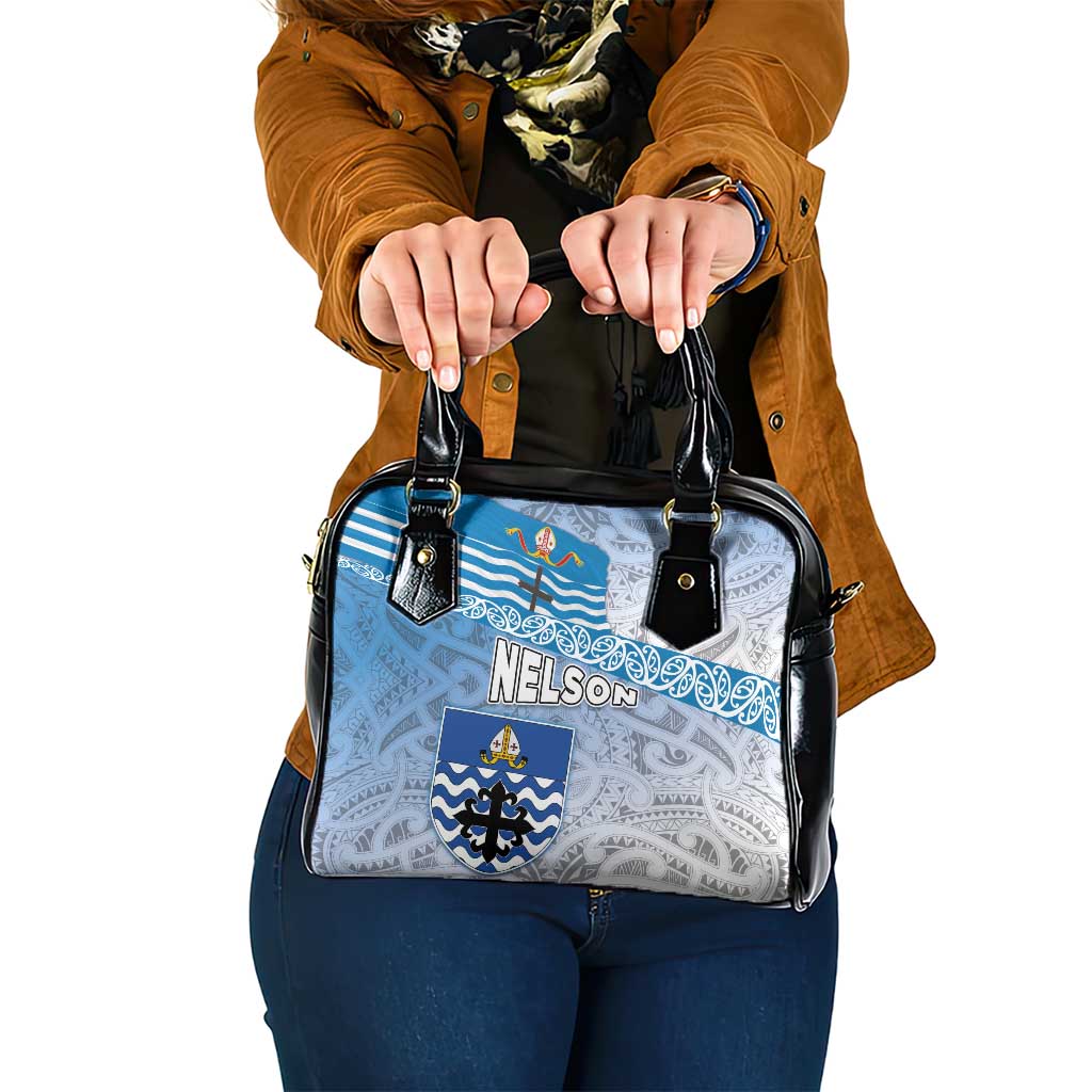 New Zealand Nelson Shoulder Handbag Nelson's Flag and Seal - Maori Art Tattoo