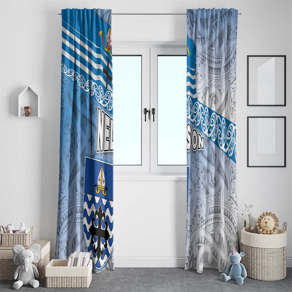 New Zealand Nelson Window Curtain Nelson's Flag and Seal - Maori Art Tattoo LT03 - Polynesian Pride