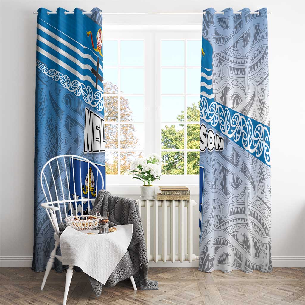 New Zealand Nelson Window Curtain Nelson's Flag and Seal - Maori Art Tattoo LT03 - Polynesian Pride