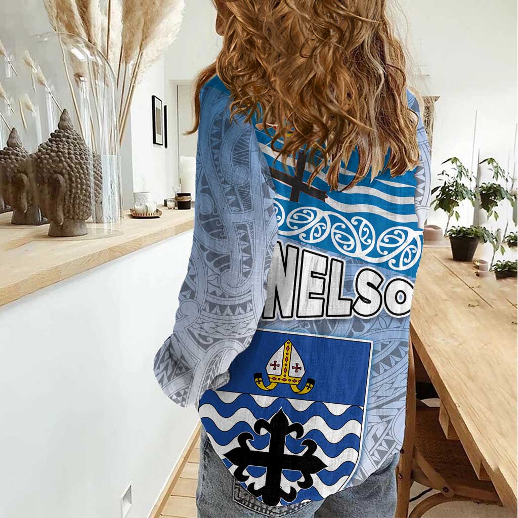 New Zealand Nelson Women Casual Shirt Nelson's Flag and Seal - Maori Art Tattoo