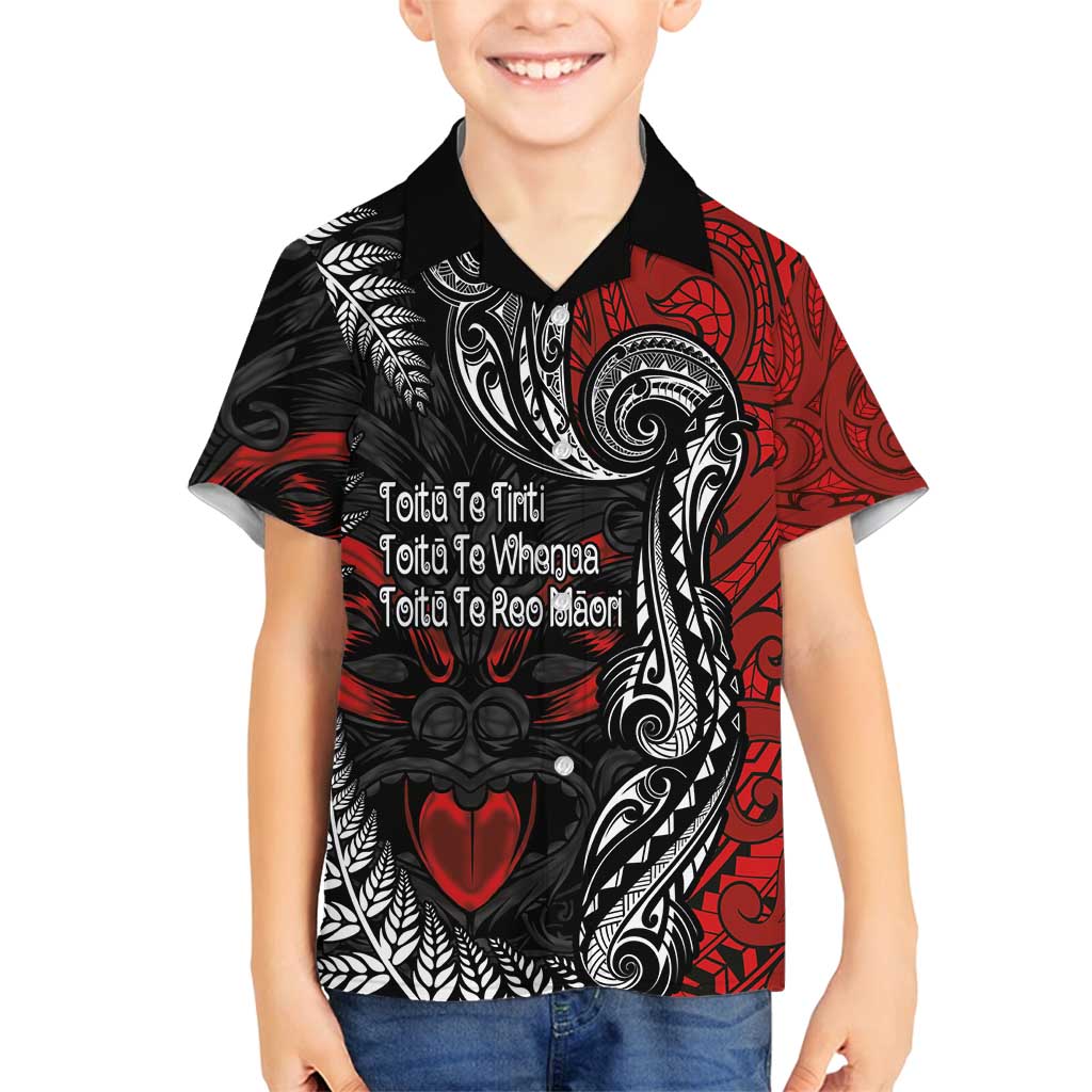 Aotearoa Toitu Te Tiriti Family Matching Off Shoulder Short Dress and Hawaiian Shirt New Zealand Honour the Treaty - Te Tiriti Is Us