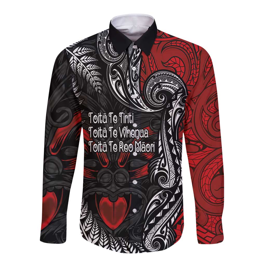 Aotearoa Toitu Te Tiriti Long Sleeve Button Shirt New Zealand Honour the Treaty - Te Tiriti Is Us