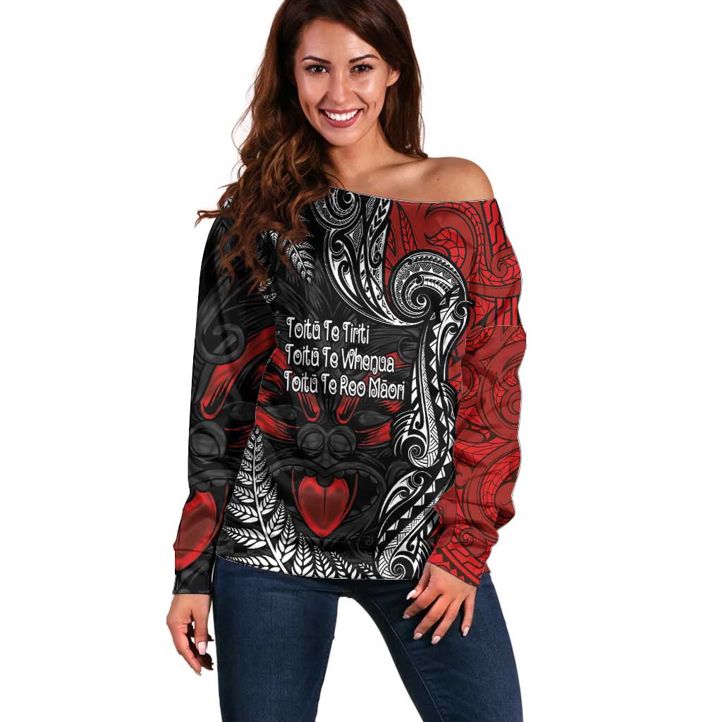 Aotearoa Toitu Te Tiriti Off Shoulder Sweater New Zealand Honour the Treaty - Te Tiriti Is Us