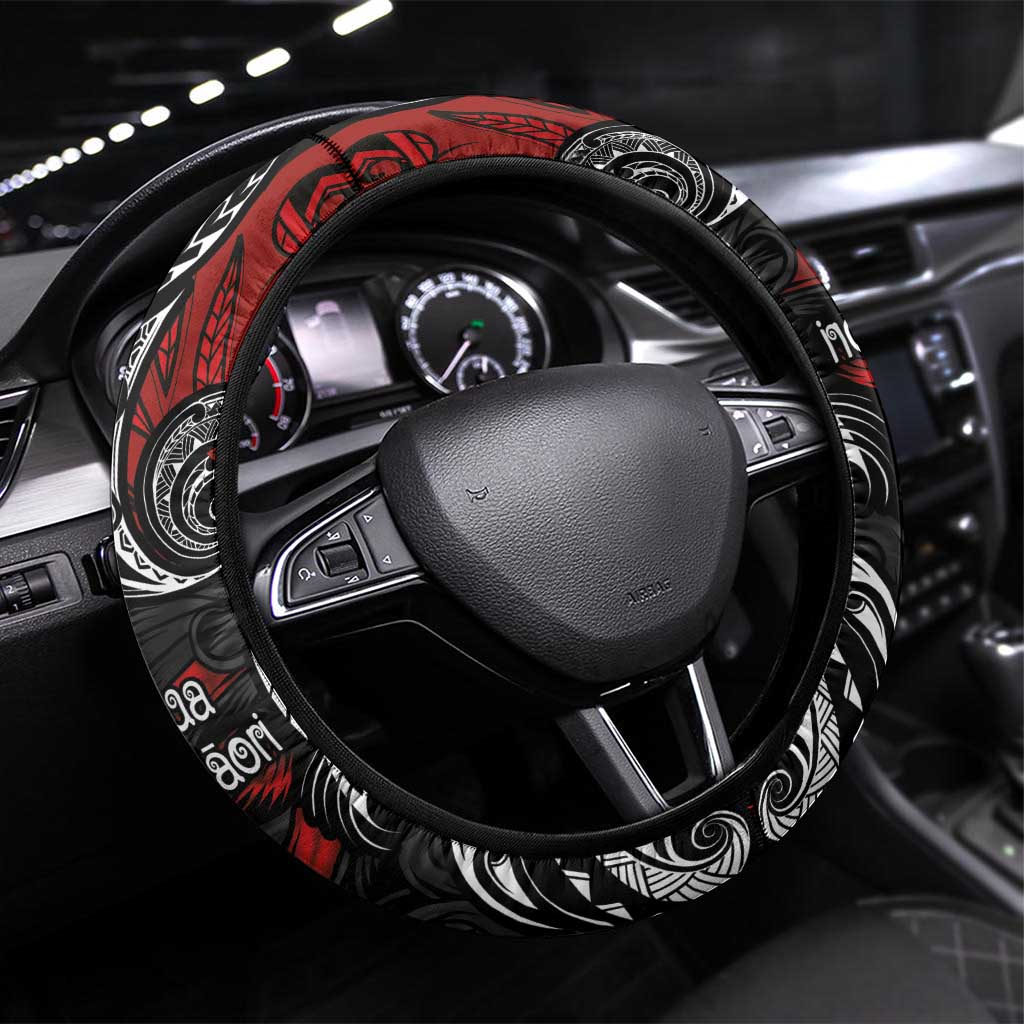 Aotearoa Toitu Te Tiriti Steering Wheel Cover New Zealand Honour the Treaty - Te Tiriti Is Us LT03 Universal Fit Red - Polynesian Pride