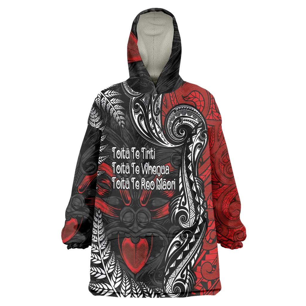 Aotearoa Toitu Te Tiriti Wearable Blanket Hoodie New Zealand Honour the Treaty - Te Tiriti Is Us LT03 One Size Red - Polynesian Pride