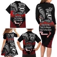 Aotearoa Toitu Te Tiriti Family Matching Long Sleeve Bodycon Dress and Hawaiian Shirt New Zealand Honour the Treaty - Fight Together