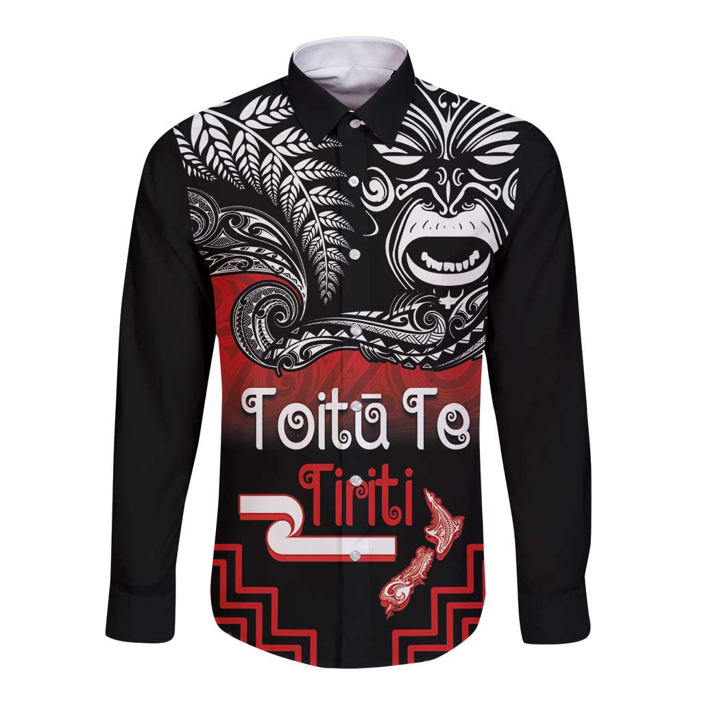 Aotearoa Toitu Te Tiriti Long Sleeve Button Shirt New Zealand Honour the Treaty - Fight Together