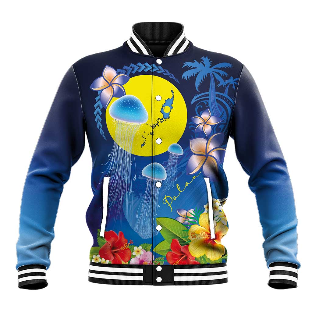 Palau Jellyfish Baseball Jacket Ocean Heritage Tropical Plants - Polynesian Pride