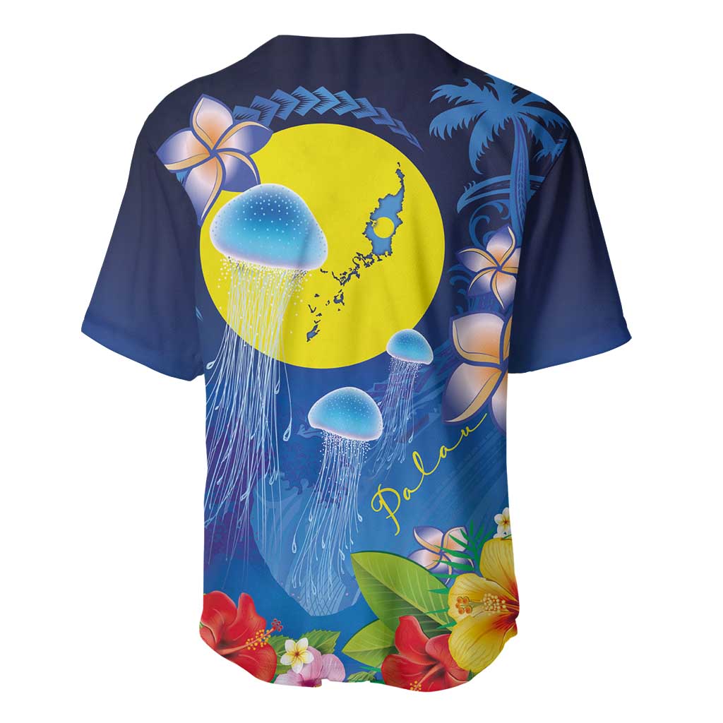 Palau Jellyfish Baseball Jersey Ocean Heritage Tropical Plants - Polynesian Pride