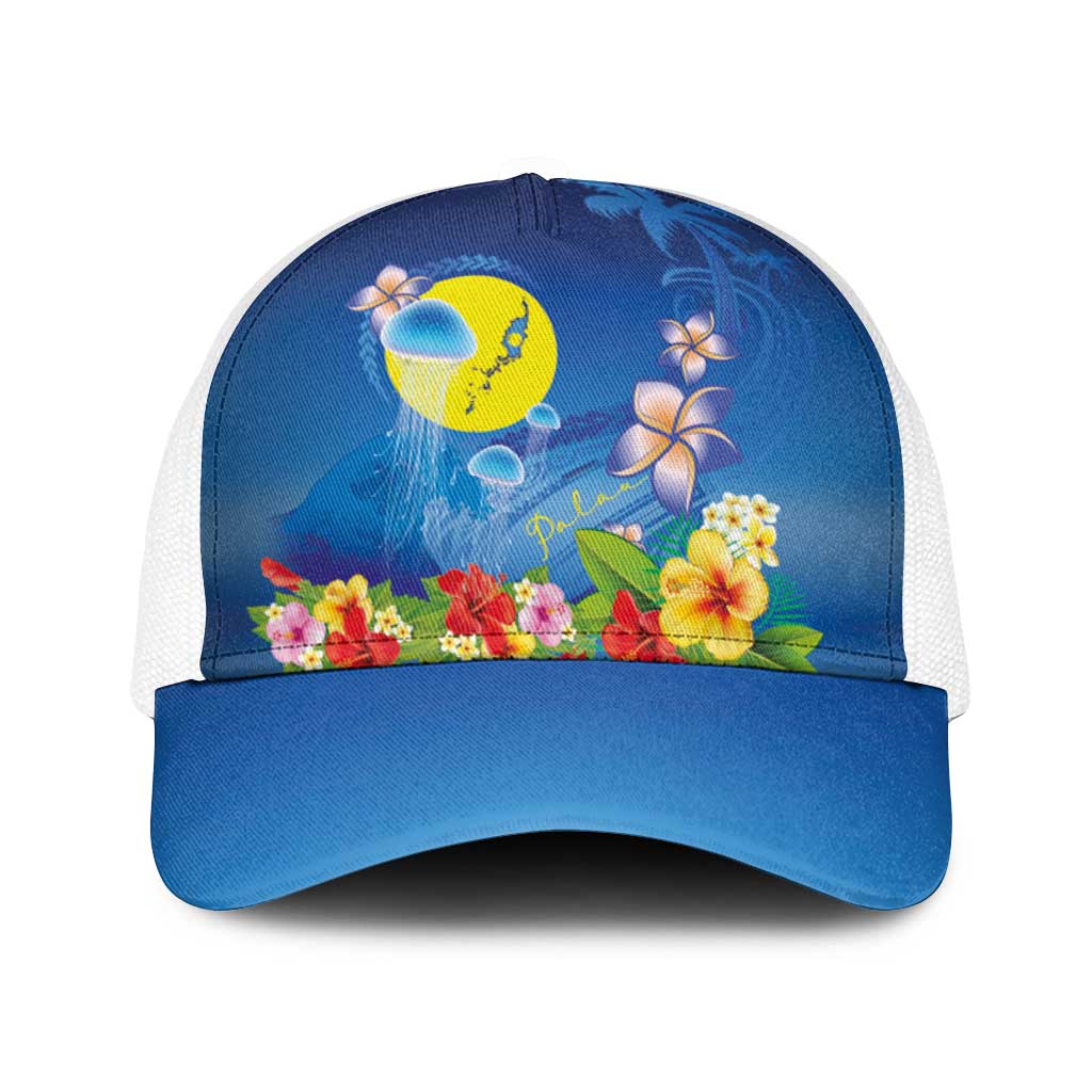 Palau Jellyfish Baseball Net Cap Ocean Heritage Tropical Plants - Polynesian Pride