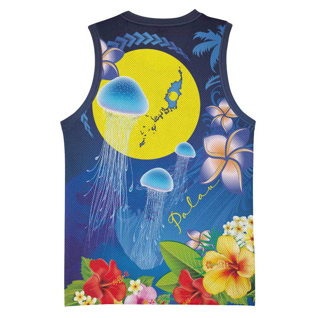 Palau Jellyfish Basketball Jersey Ocean Heritage Tropical Plants - Polynesian Pride