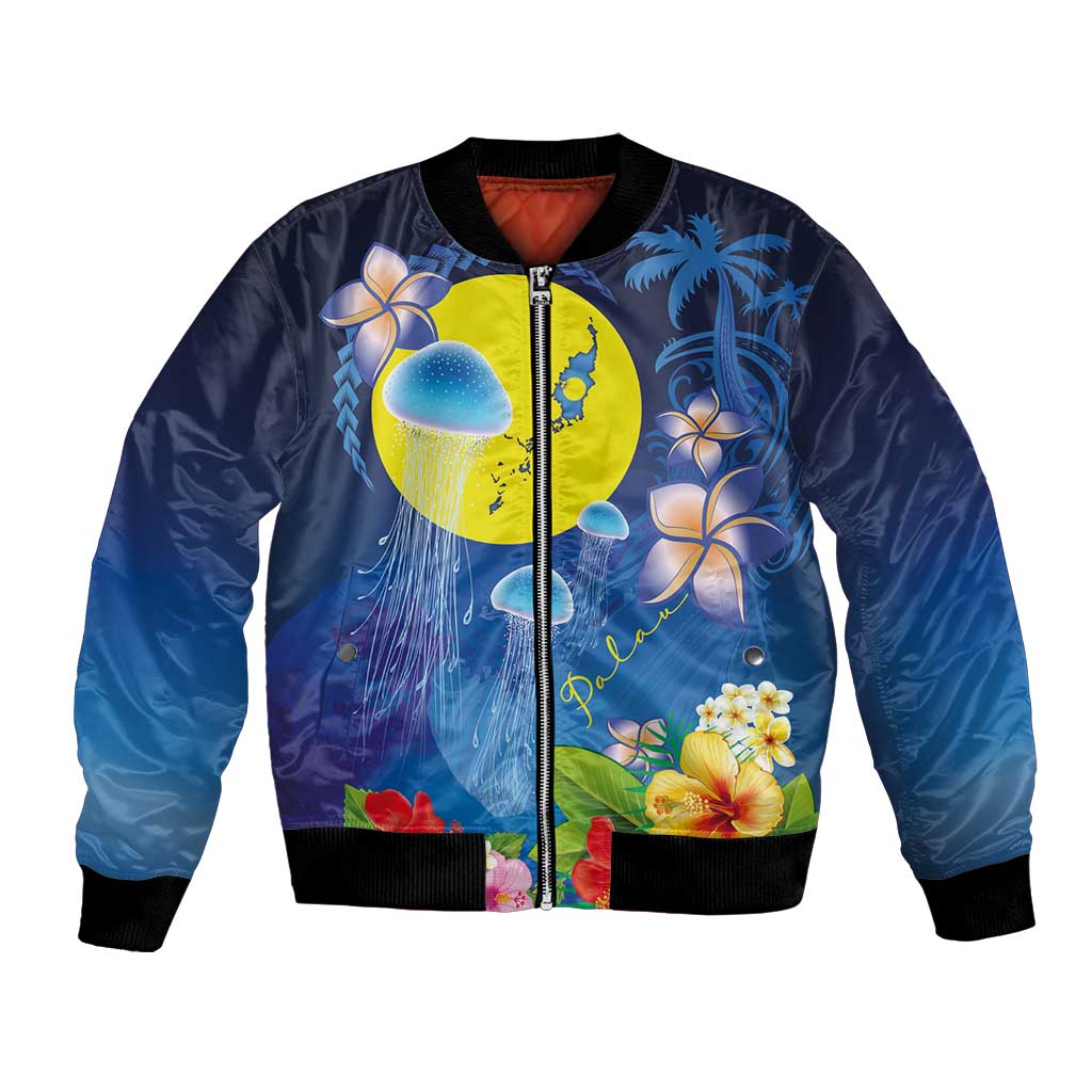 Palau Jellyfish Bomber Jacket Ocean Heritage Tropical Plants - Polynesian Pride