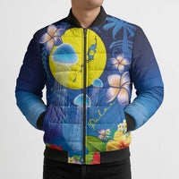 Palau Jellyfish Bomber Puffer Jacket Ocean Heritage Tropical Plants - Polynesian Pride