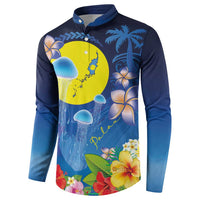Palau Jellyfish Button Sweatshirt Ocean Heritage Tropical Plants - Polynesian Pride