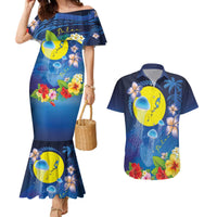 Palau Jellyfish Couples Matching Mermaid Dress and Hawaiian Shirt Ocean Heritage Tropical Plants - Polynesian Pride
