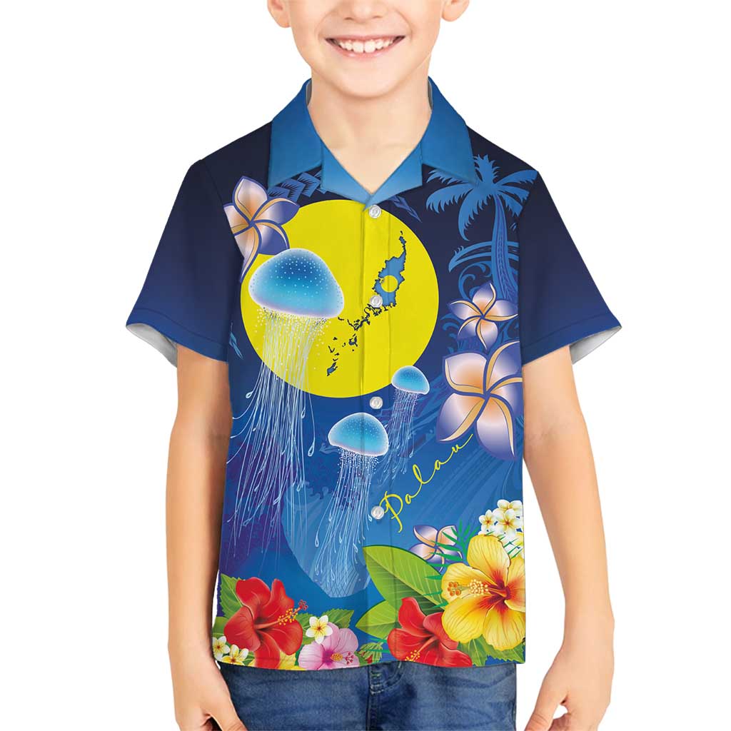 Palau Jellyfish Family Matching Puletasi and Hawaiian Shirt Ocean Heritage Tropical Plants - Polynesian Pride