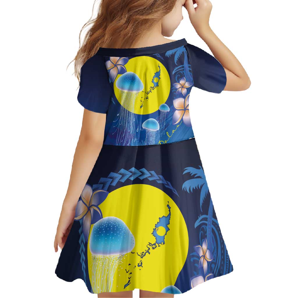 Palau Jellyfish Family Matching Short Sleeve Bodycon Dress and Hawaiian Shirt Ocean Heritage Tropical Plants - Polynesian Pride