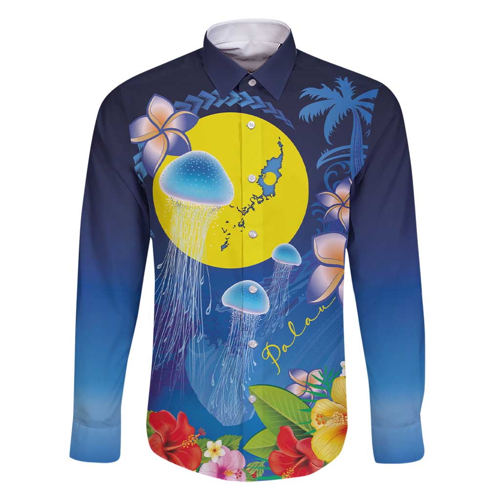 Palau Jellyfish Family Matching Short Sleeve Bodycon Dress and Hawaiian Shirt Ocean Heritage Tropical Plants - Polynesian Pride