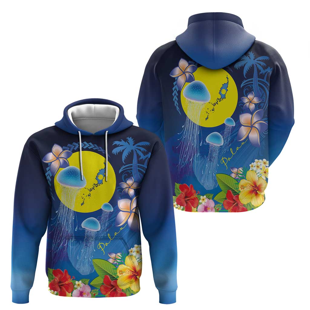 Palau Jellyfish Hoodie Ocean Heritage Tropical Plants - Polynesian Pride