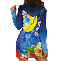 Palau Jellyfish Hoodie Dress Ocean Heritage Tropical Plants - Polynesian Pride
