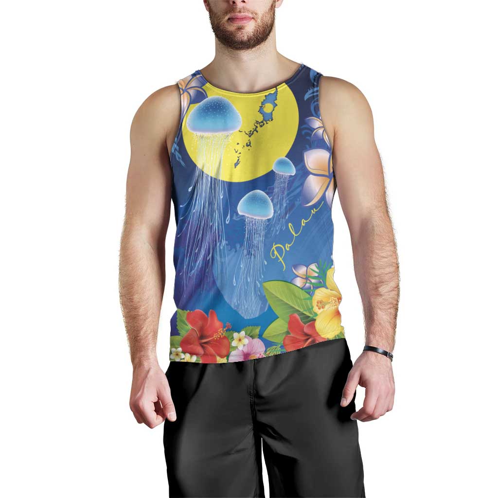 Palau Jellyfish Men Tank Top Ocean Heritage Tropical Plants - Polynesian Pride