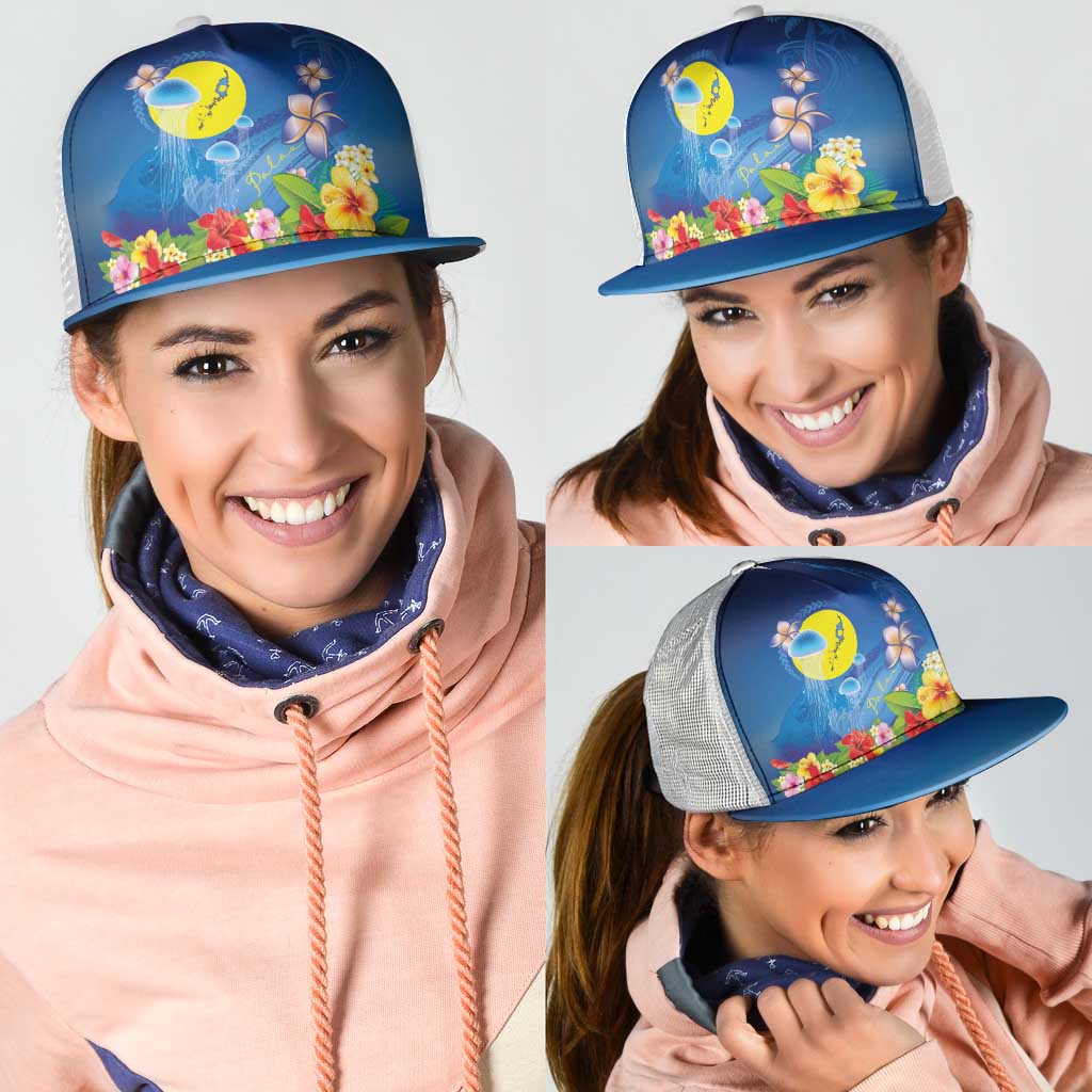 Palau Jellyfish Mesh Trucker Cap Ocean Heritage Tropical Plants - Polynesian Pride