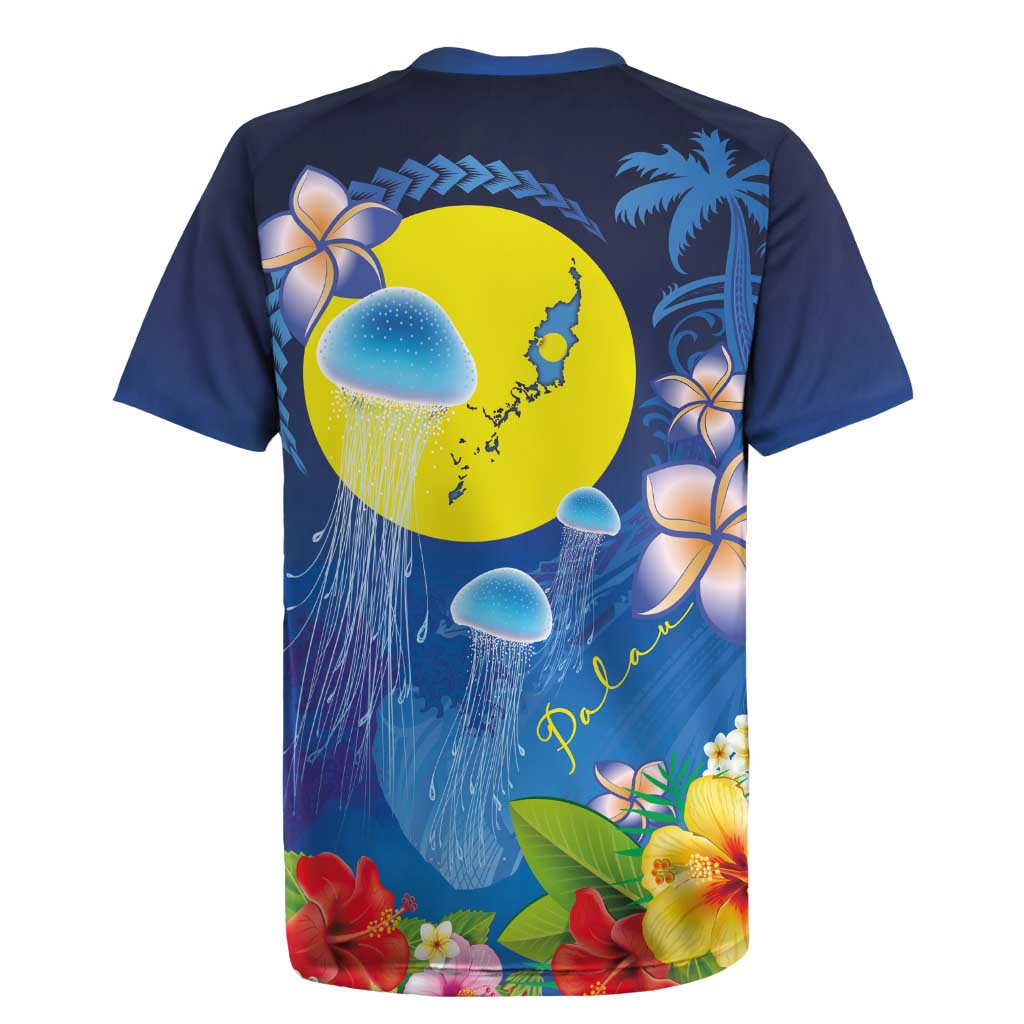 Palau Jellyfish Rugby Jersey Ocean Heritage Tropical Plants - Polynesian Pride