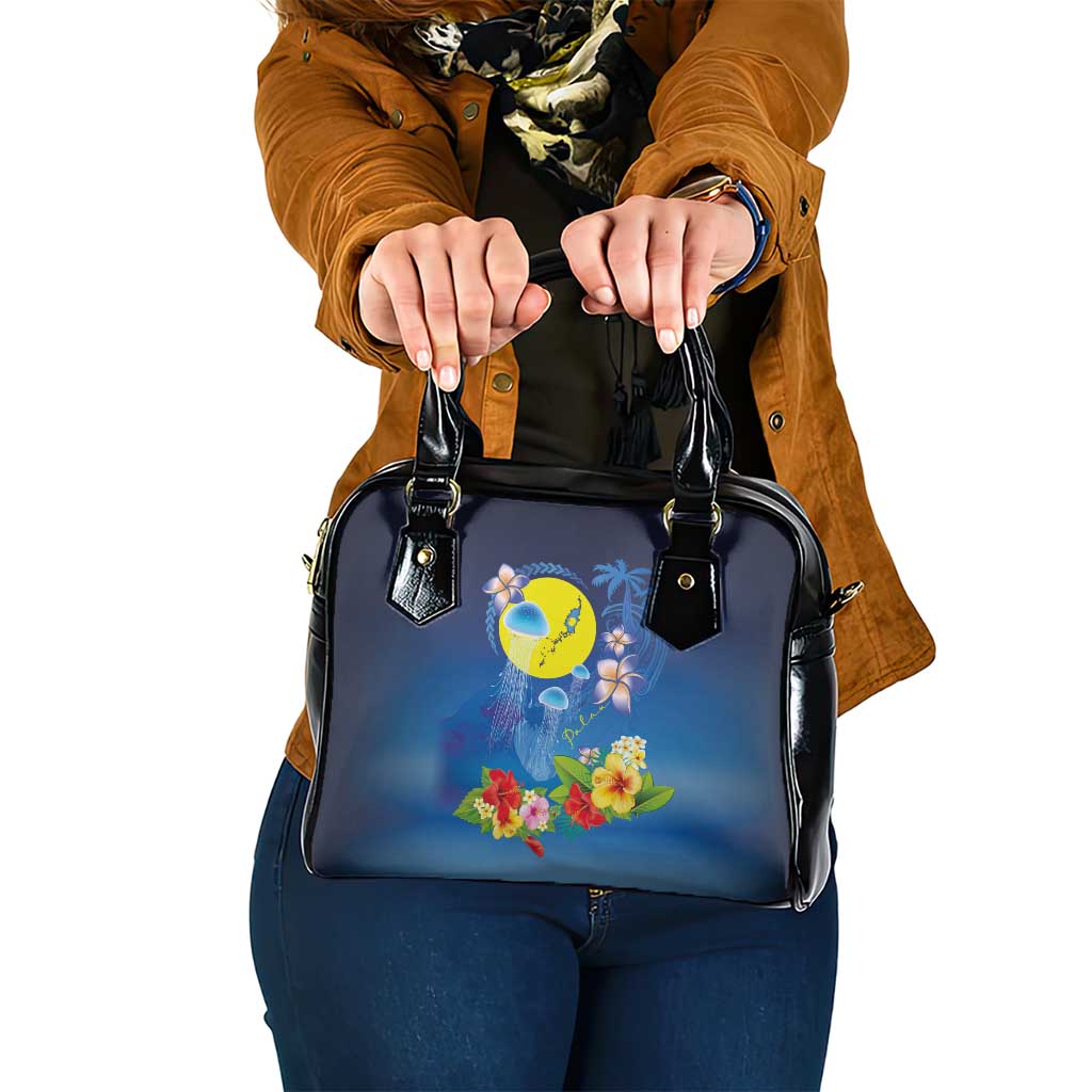 Palau Jellyfish Shoulder Handbag Ocean Heritage Tropical Plants - Polynesian Pride