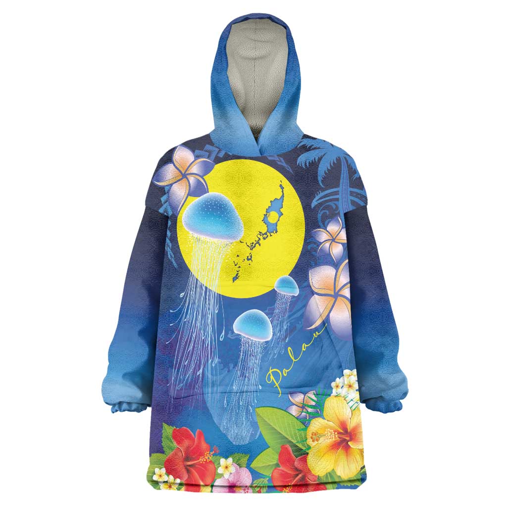 Palau Jellyfish Wearable Blanket Hoodie Ocean Heritage Tropical Plants - Polynesian Pride