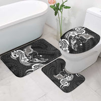 Hawaiian Manta Rays Bathroom Set Tribal Hibiscus Polynesian Tattoos Black Color - Polynesian Pride