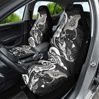 Hawaiian Manta Rays Car Seat Cover Tribal Hibiscus Polynesian Tattoos Black Color - Polynesian Pride