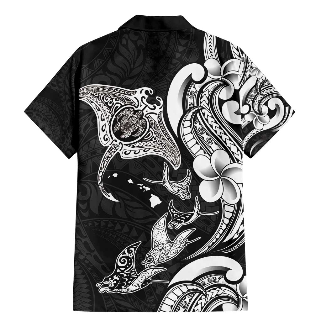 Hawaiian Manta Rays Family Matching Mermaid Dress and Hawaiian Shirt Tribal Hibiscus Polynesian Tattoos Black Color - Polynesian Pride